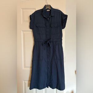 Faherty Blue Short Sleeve Button Down Wrap Dress ✨ S/M